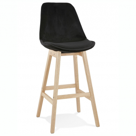 Scaune de bar - Scaun inalt bar Cline catifea neagra, design scandinav, picioare fag, BS03900BLNA - Kokoon