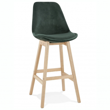 Produse - Scaun inalt bar Cline catifea verde, design scandinav, picioare fag, BS03860GENA - Kokoon