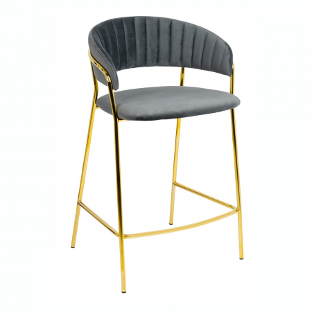 Scaun inalt bar design lux Becci, diverse culori, velur/baza aurie metalica, KH1201100129.74 - King [31]