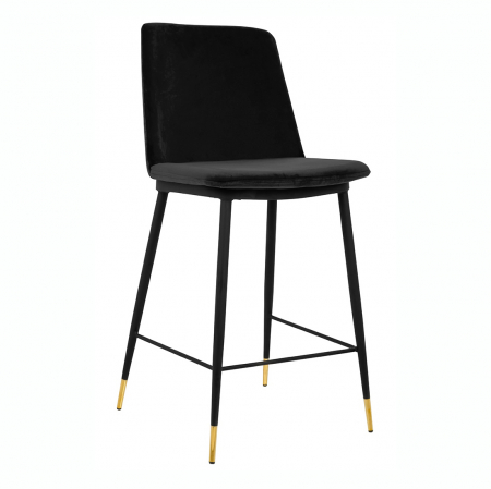 Scaune de bar - Scaun inalt bar design lux Tito, diverse culori, velur/baza metalica negru satinat cu auriu, KH1202100123.BLACK - King