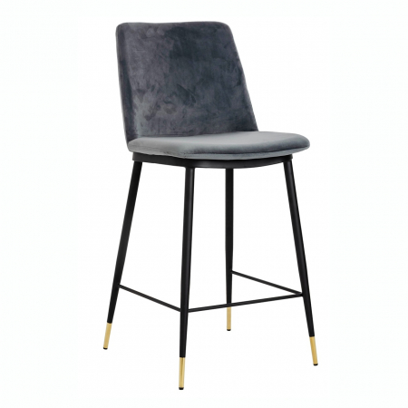 Scaune de bar - Scaun inalt bar design lux Tito, diverse culori, velur/baza metalica negru satinat cu auriu, KH1202100123.DGREY - King
