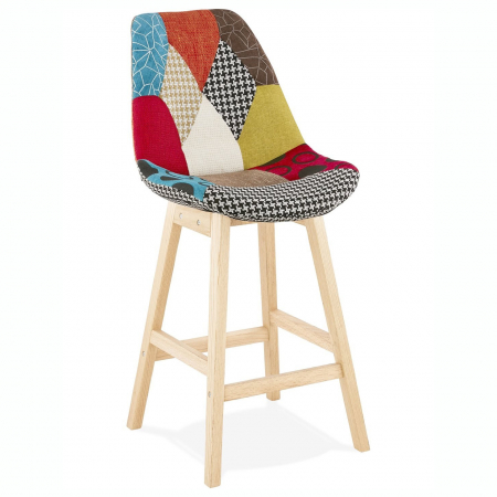 Scaune de bar - Scaun inalt bar Dion II tapiterie petice, picioare lemn, design scandinav, BS02550DINA - Kokoon