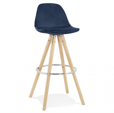Scaune de bar - Scaun inalt bar Grace catifea bleumarin, design scandinav, picioare fag cu inel crom, BS03670BUNA - Kokoon