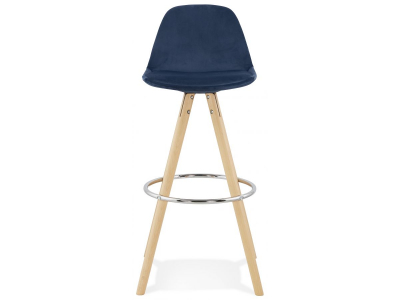 Scaun inalt bar Grace catifea bleumarin, design scandinav, picioare fag cu inel crom, BS03670BUNA - Kokoon [1]
