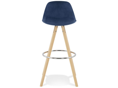 Scaun inalt bar Grace catifea bleumarin, design scandinav, picioare fag cu inel crom, BS03670BUNA - Kokoon [3]