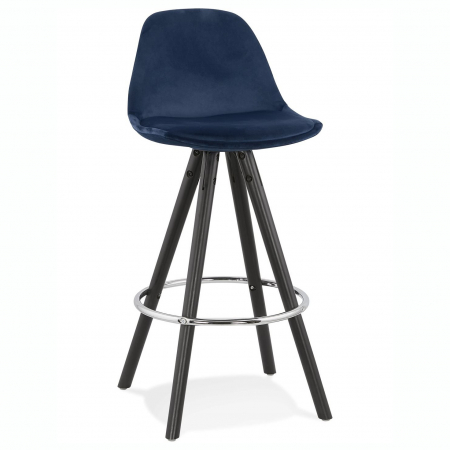 Scaune de bar - Scaun inalt bar Grace catifea bleumarin, picioare negre lemn cu inel crom, BS03550BUBL - Kokoon