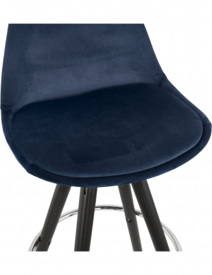Scaun inalt bar Grace catifea bleumarin, picioare negre lemn cu inel crom, BS03550BUBL - Kokoon [5]