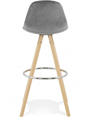 Scaun inalt bar Grace catifea gri, design scandinav, picioare fag cu inel crom, BS03690GRNA - Kokoon [4]