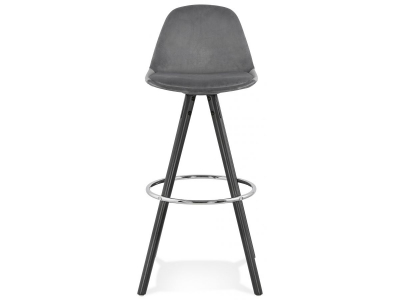 Scaun inalt bar Grace catifea gri, picioare negre lemn cu inel crom, BS03570GRBL - Kokoon [1]