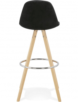 Scaun inalt bar Grace catifea neagra, design scandinav, picioare fag cu inel crom, BS03700BLNA - Kokoon [4]