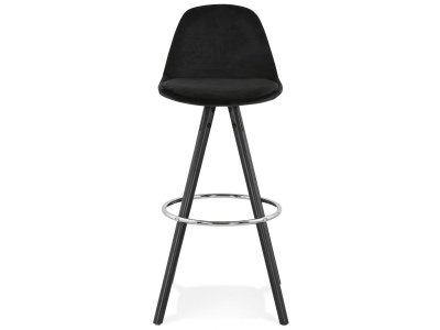 Scaun inalt bar Grace catifea neagra, picioare negre lemn cu inel crom, BS03580BLBL - Kokoon [3]