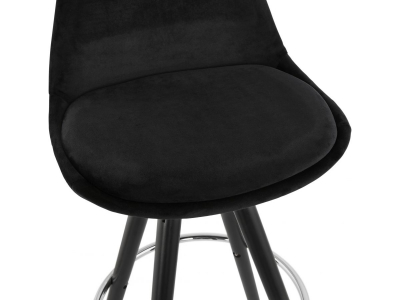 Scaun inalt bar Grace catifea neagra, picioare negre lemn cu inel crom, BS03580BLBL - Kokoon [4]