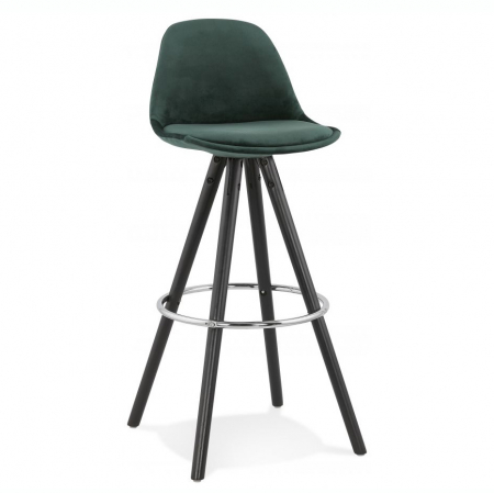 Scaune de bar - Scaun inalt bar Grace catifea verde, picioare negre lemn cu inel crom, BS03560GEBL - Kokoon