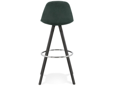 Scaun inalt bar Grace catifea verde, picioare negre lemn cu inel crom, BS03560GEBL - Kokoon [1]