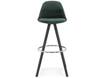 Scaun inalt bar Grace catifea verde, picioare negre lemn cu inel crom, BS03560GEBL - Kokoon [2]