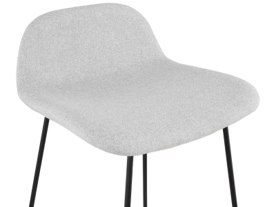 Scaun inalt bar gri deschis Rafi tapiterie material textil / picioare metalice negre otel, BS02740LGBL - Kokoon [5]