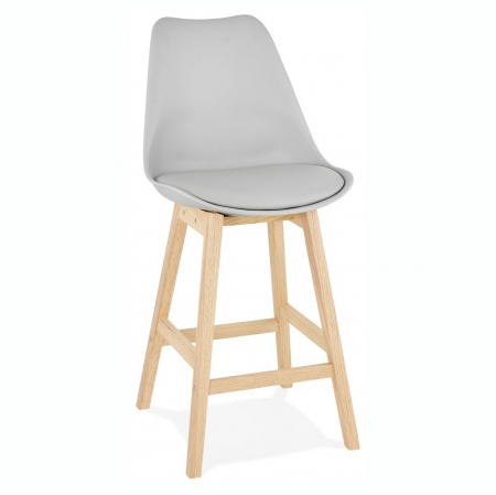 Scaune de bar - Scaun inalt bar gri Elody III premium fara brate, stil scandinav, picioare lemn masiv stejar, BS01940GRNA - Kokoon
