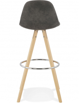 Scaun inalt bar gri Tegan design scandinav, picioare fag cu inel crom, BS03660DGNA - Kokoon [4]