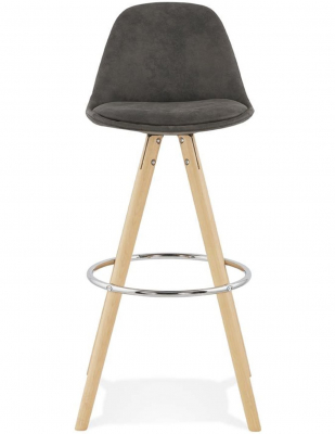 Scaun inalt bar gri Tegan design scandinav, picioare fag cu inel crom, BS03660DGNA - Kokoon [1]