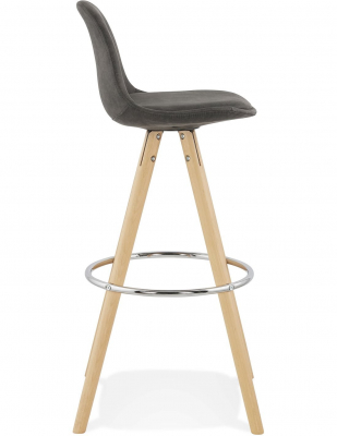 Scaun inalt bar gri Tegan design scandinav, picioare fag cu inel crom, BS03660DGNA - Kokoon [2]