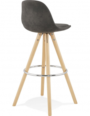 Scaun inalt bar gri Tegan design scandinav, picioare fag cu inel crom, BS03660DGNA - Kokoon [3]