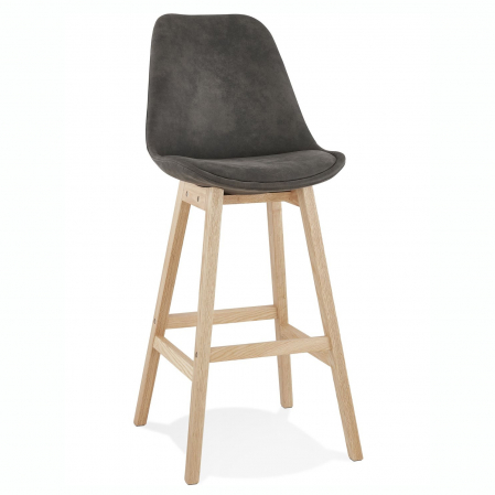 Scaune de bar - Scaun inalt bar gri Lisa picioare lemn natur, tapiterie microfibra, BS03800DGNA - Kokoon
