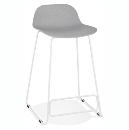 Scaune de bar - Scaun inalt bar gri Perpetual II premium, polipropilena / picioare albe subtiri otel, BS02030GRWH - Kokoon