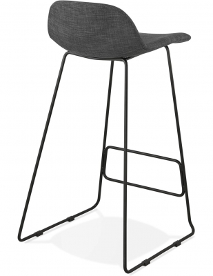 Scaun inalt bar gri Rafi tapiterie material textil / picioare metalice negre otel, BS02380DGBL - Kokoon [3]