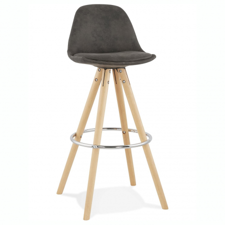 Scaune de bar - Scaun inalt bar gri Tegan design scandinav, picioare fag cu inel crom, BS03660DGNA - Kokoon