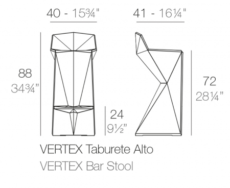 Scaun inalt bar iluminare LED Vertex 40x41x87 cm polipropilena, design modern, 51030 - Vondom [8]