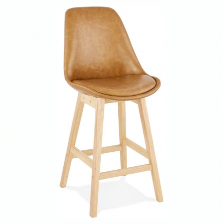 Scaune de bar - Scaun inalt bar maro piele ecologica Elemer II premium fara brate, picioare lemn masiv stejar, BS01950BRNA - Kokoon