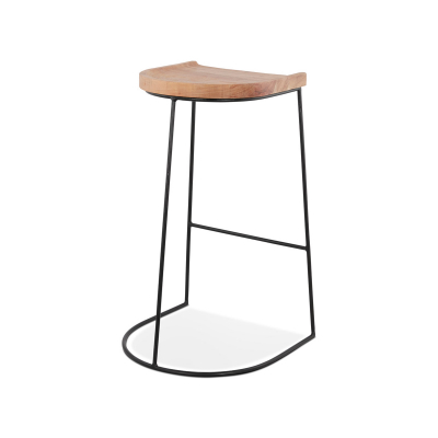 Scaun inalt bar Mert design industrial, sezut lemn acacia, picioare negre otel, BS03410NABL - Kokoon [3]