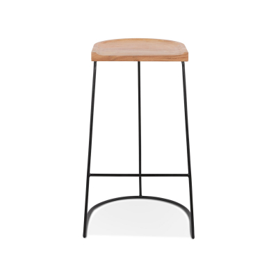 Scaun inalt bar Mert design industrial, sezut lemn acacia, picioare negre otel, BS03410NABL - Kokoon [1]
