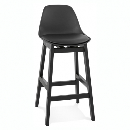 Scaune de bar - Scaun inalt bar negru Daily II stil scandinav premium, picioare negre lemn, polipropilena / tapiterie piele ecologica, BS01740BLBL - Kokoon