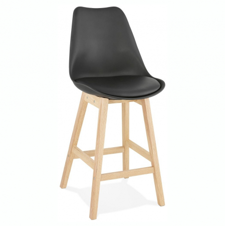 Scaune de bar - Scaun inalt bar negru Elody III premium fara brate, stil scandinav, picioare lemn masiv stejar, BS01930BLNA - Kokoon