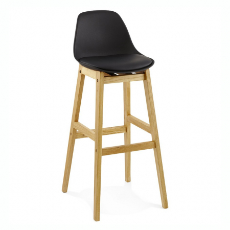 Scaune de bar - Scaun inalt bar negru Elody Premium stil scandinav, polipropilena, picioare lemn masiv stejar, BS01290BLBL - Kokoon