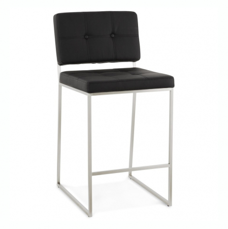 Scaune de bar - Scaun inalt bar negru tapitat piele ecologica Dod Premium, picioare otel, BS01210BL - Kokoon