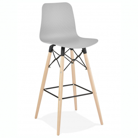 Scaune de bar - Scaun inalt bar Terri din polipropilena cu picioare lemn, design scandinav, BS02510GR - Kokoon