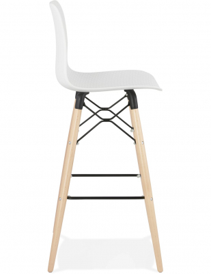 Scaun inalt bar Terri din polipropilena cu picioare lemn, design scandinav, BS02480WH - Kokoon [4]