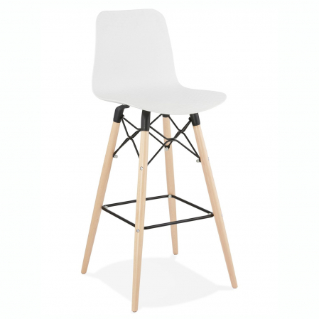 Scaune de bar - Scaun inalt bar Terri din polipropilena cu picioare lemn, design scandinav, BS02480WH - Kokoon