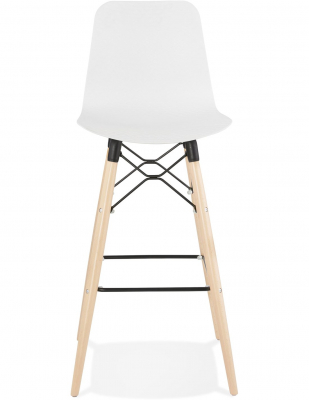 Scaun inalt bar Terri din polipropilena cu picioare lemn, design scandinav, BS02480WH - Kokoon [2]