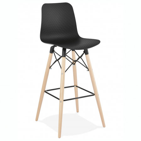 Scaune de bar - Scaun inalt bar Terri din polipropilena cu picioare lemn, design scandinav, BS02500BL - Kokoon