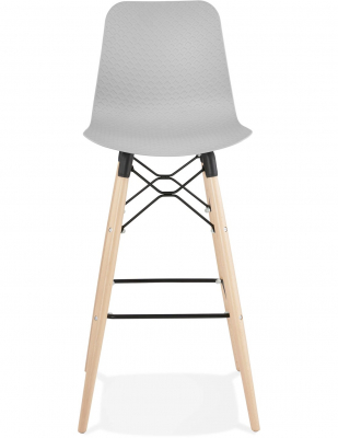 Scaun inalt bar Terri din polipropilena cu picioare lemn, design scandinav, BS02510GR - Kokoon [1]