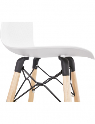 Scaun inalt bar Terri din polipropilena cu picioare lemn, design scandinav, BS02480WH - Kokoon [8]