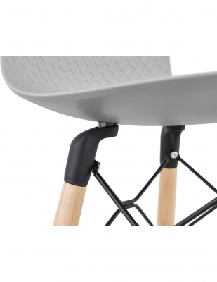Scaun inalt bar Terri din polipropilena cu picioare lemn, design scandinav, BS02510GR - Kokoon [7]