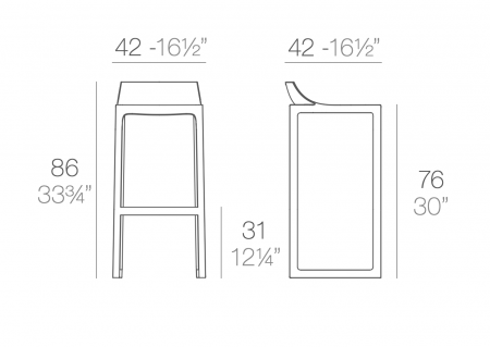 Scaun inalt bar Wall street 42x42x86 cm polipropilena, spatar jos, design minimalist, 65017 - Vondom [1]
