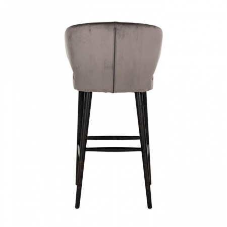 Scaun inalt de bar catifea bej/gri lux Luis, picioare lemn negru, S4496 STONE VELVET - Richmond Interiors [3]