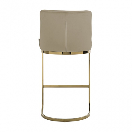 Scaun inalt de bar catifea lux Rados bej/roz/gri, cadru otel inoxidabil auriu, S4460 FR KHAKI VELVET - Richmond Interiors [3]