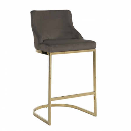 Scaun inalt de bar catifea lux Rados bej/roz/gri, cadru otel inoxidabil auriu, S4460 FR KHAKI VELVET - Richmond Interiors [11]