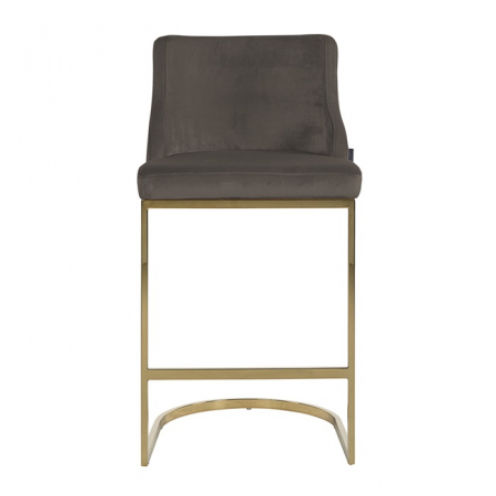 Scaun inalt de bar catifea lux Rados bej/roz/gri, cadru otel inoxidabil auriu, S4460 FR KHAKI VELVET - Richmond Interiors [5]